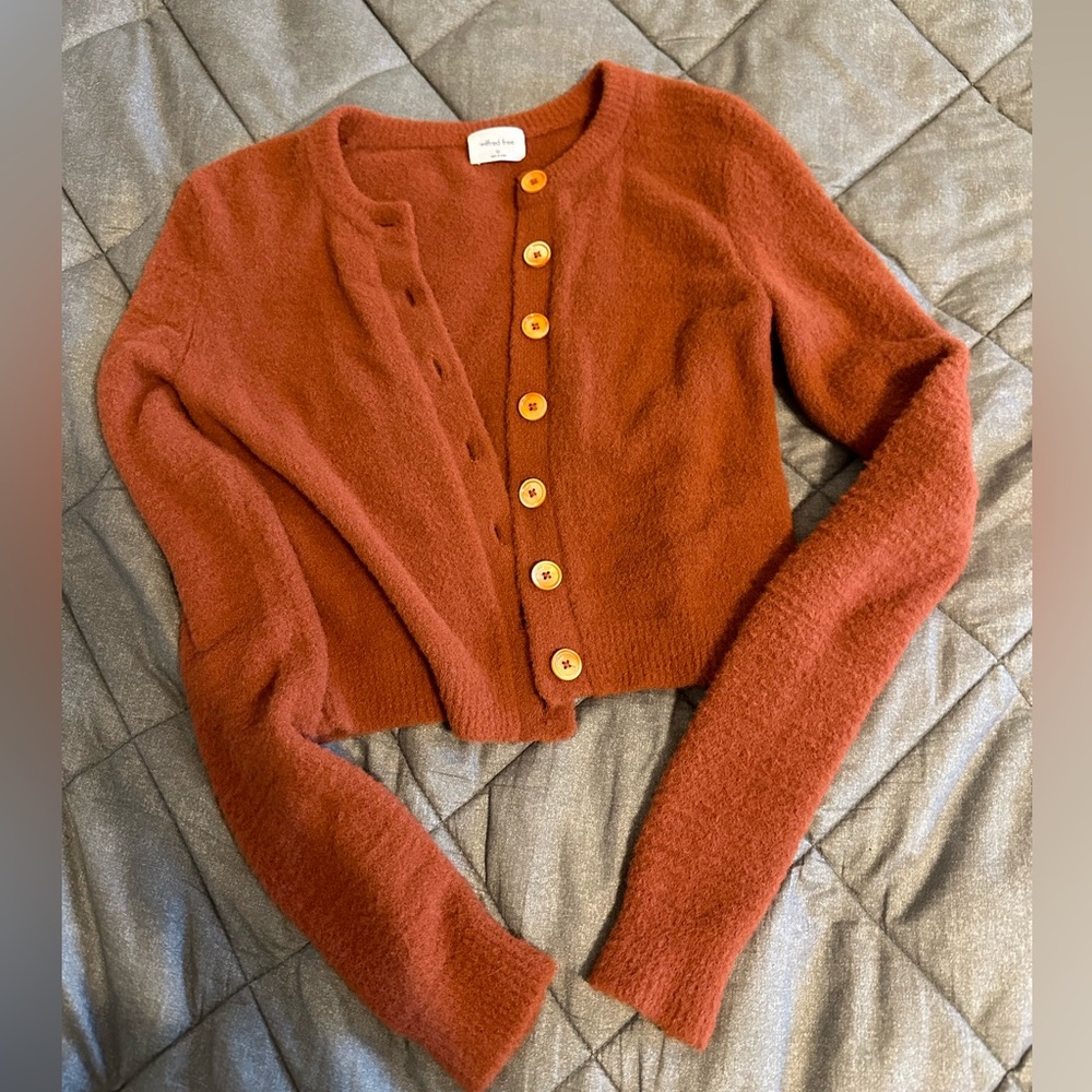 Aritzia Wilfred Free Cardigan in Burnt Orange